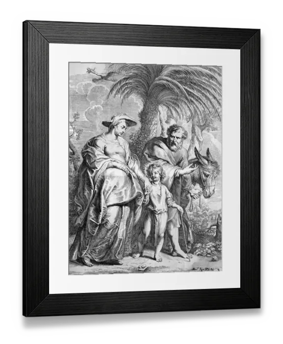 Framed Print : The flight from Egypt, historical woodcut