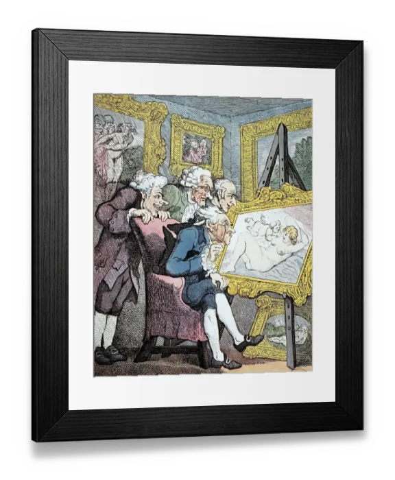 Framed Print : Art connoisseur, English caricature about the lust of men by Thomas Rowlandson
