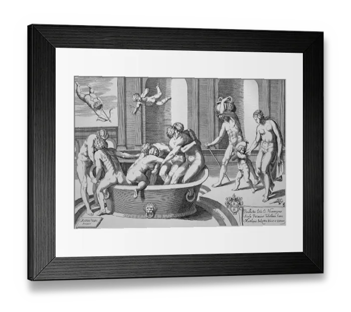 Framed Print : Women's and Mens bathing house