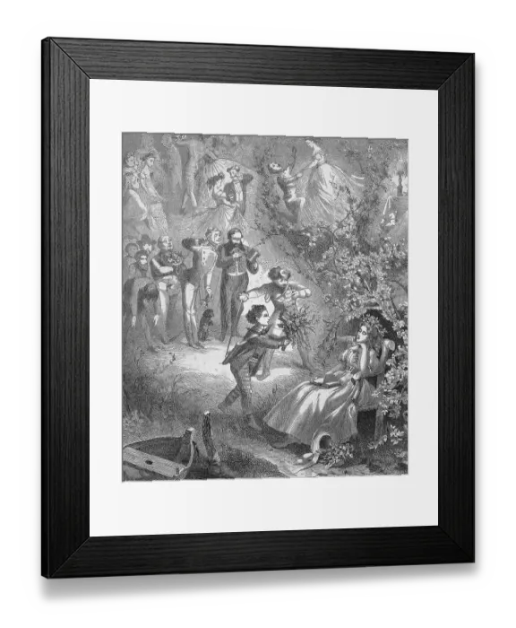 Framed Print : Girl from rich family sitting dreamy in the garden under a rose bush Framed Print : Girl from rich family sitting dreamy in the garden under a rose bush