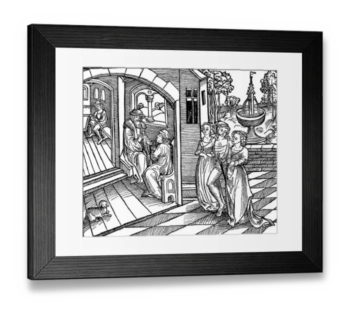 Framed Print : Young man in love with two girls Framed Print : Young man in love with two girls