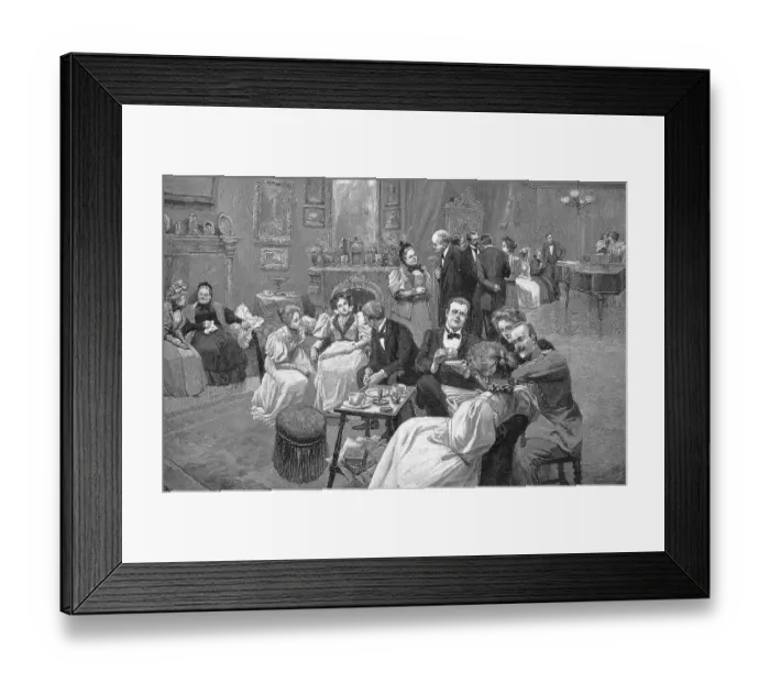 Framed Print : Reception day, men and women of noble society at a reception with a noble