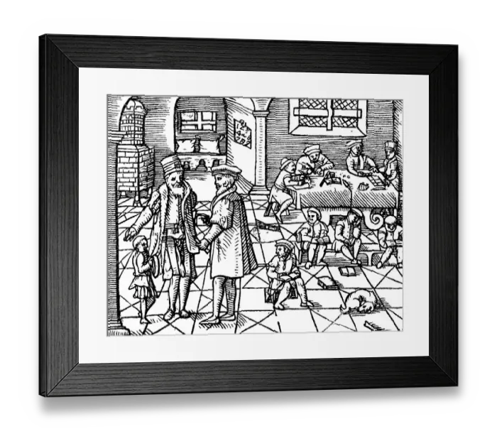 Framed Print : Interior of a school for writing and arithmetic in the 16th century Framed Print : Interior of a school for writing and arithmetic in the 16th century
