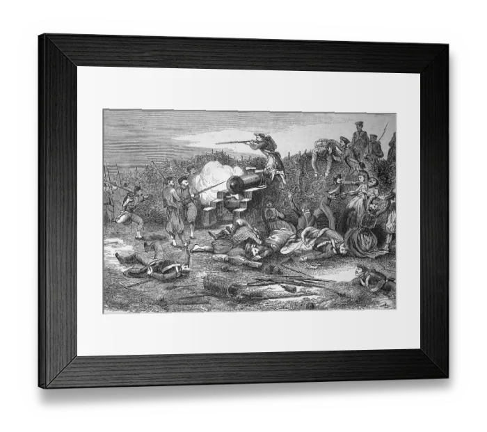 Framed Print : Crimean War 1855, the Russian army attacks a French battery Framed Print : Crimean War 1855, the Russian army attacks a French battery
