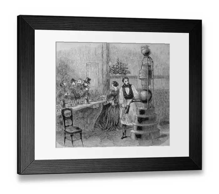 Framed Print : For the Paris World Fair, Eduard Loysel de Santais presents a pressure brewing apparatus