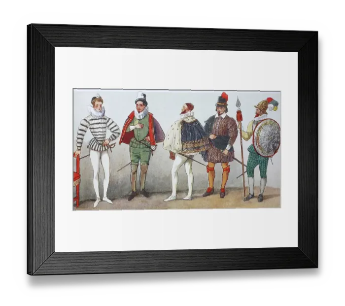 Framed Print : Fashion, costumes, clothing in France at the time of Spanish fashion and Henry III Framed Print : Fashion, costumes, clothing in France at the time of Spanish fashion and Henry III