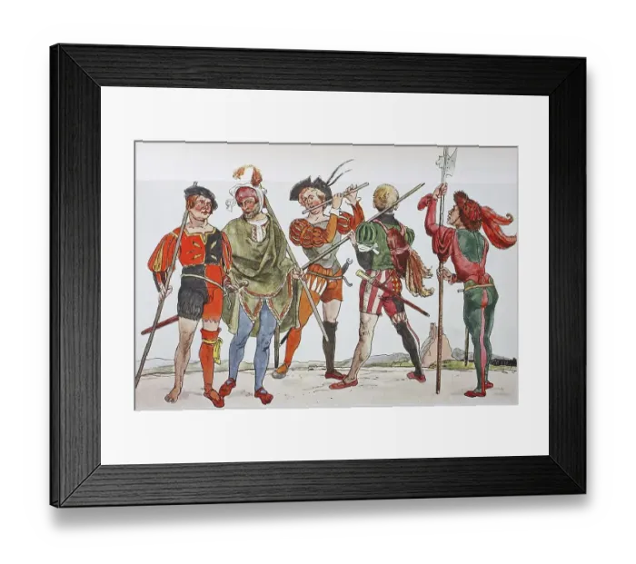 Framed Print : Clothing, fashion of the Landsknechts in Germany around 1500-1540