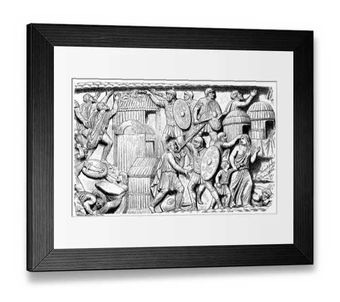 Framed Print : Destruction of a Germanic village by the Romans