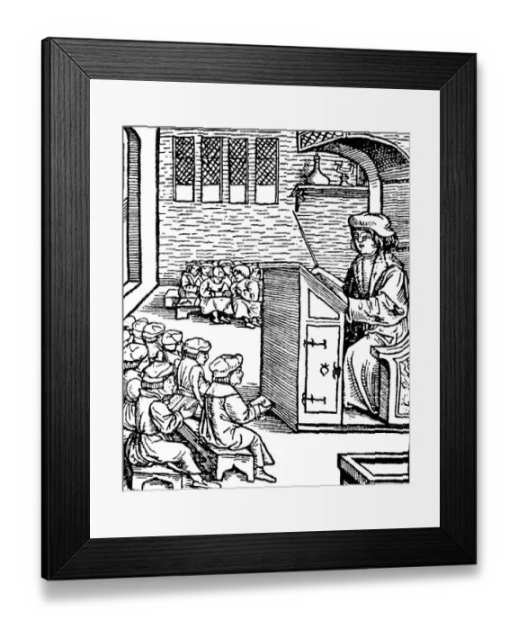 Framed Print : Interior of a school in which the children are separated by age class