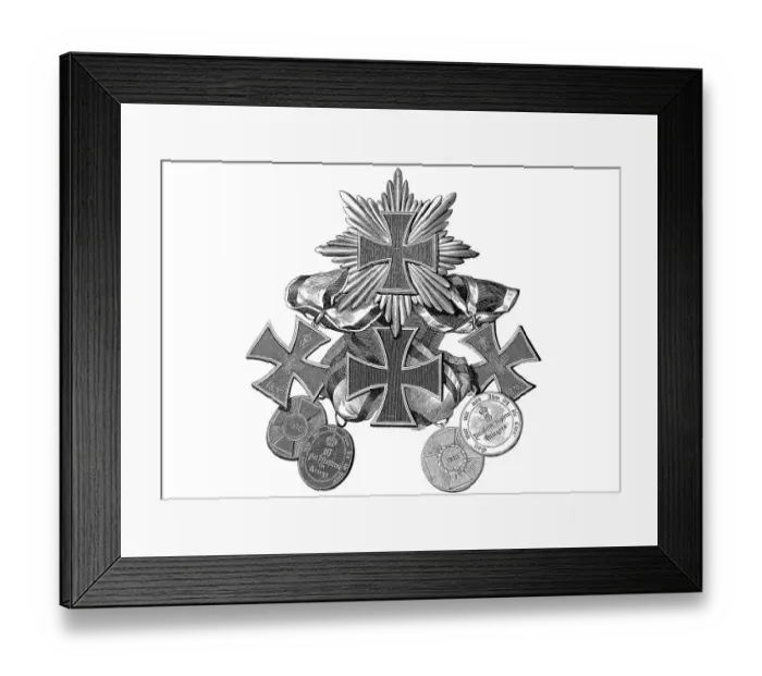 Framed Print : The iron cross for 1870, Prussian war awards Framed Print : The iron cross for 1870, Prussian war awards