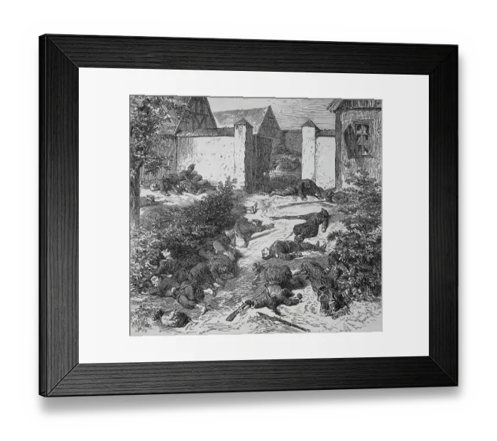 Framed Print : Dead soldiers in front of the entrance of Schafenburg Castle on the Gailsberg Framed Print : Dead soldiers in front of the entrance of Schafenburg Castle on the Gailsberg