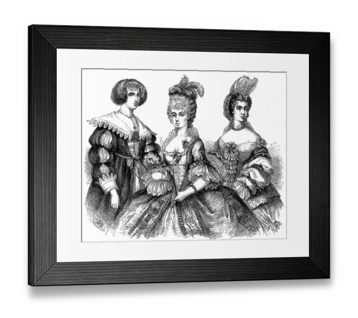Framed Print : German women's costumes, at the time of the 30 year war Framed Print : German women's costumes, at the time of the 30 year war
