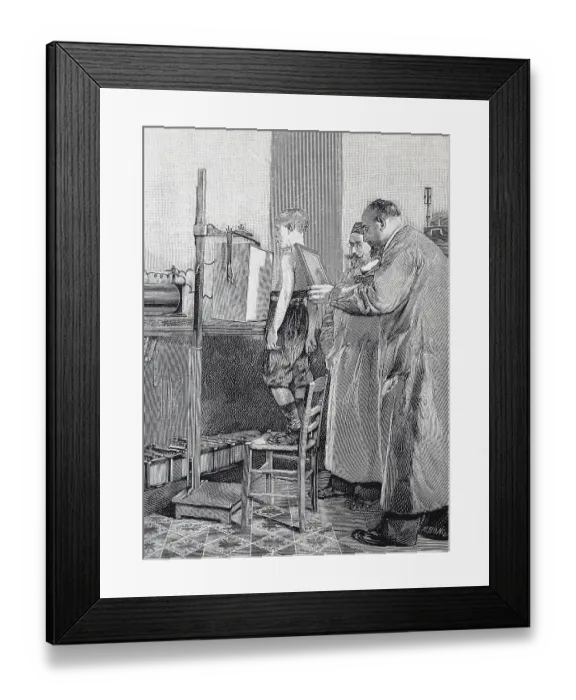 Framed Print : A patient being examined with X-rays