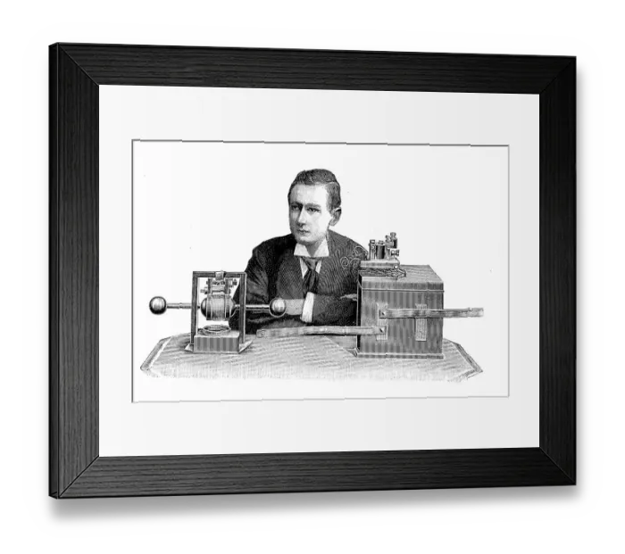 Framed Print : Guglielmo Marconi demonstrating apparatus he used in his first long distance radio transmissions in the 1890