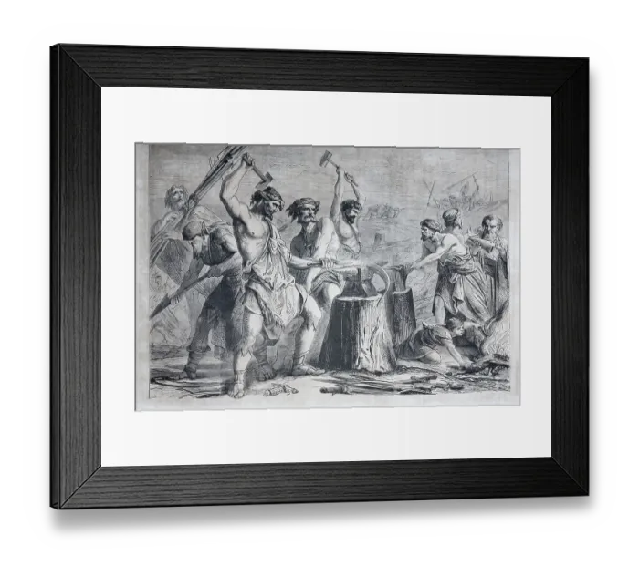 Framed Print : Historical illustration, you will turn your swords into ploughshares and your spears into sickles from an ancient Bible