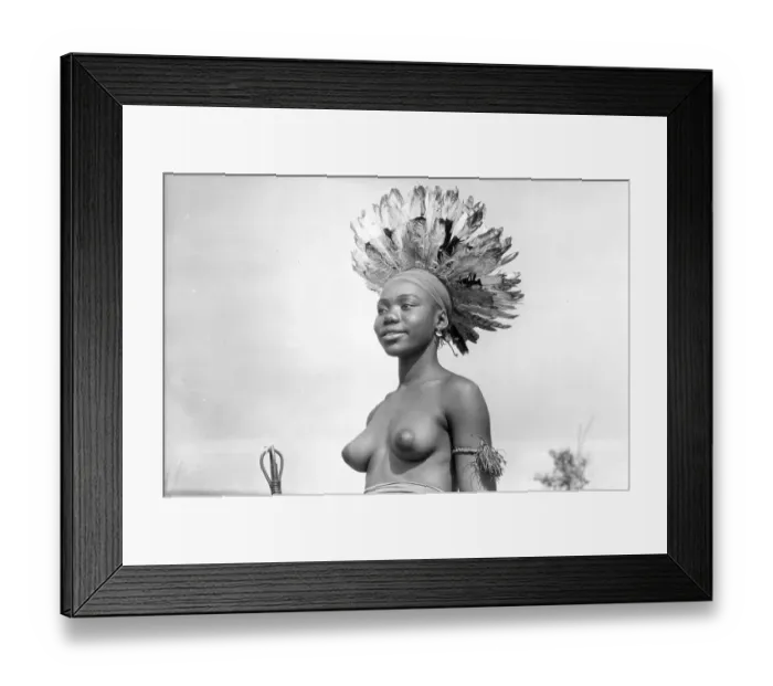 Framed Print : African woman with feather plume Framed Print : African woman with feather plume