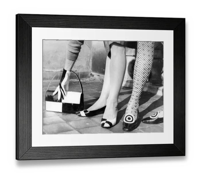 Framed Print : Shoes and the matching bag, historic picture from about 1955