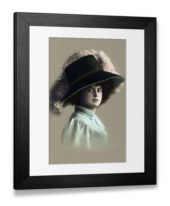 Framed Print : Portrait of a woman with a large hat Framed Print : Portrait of a woman with a large hat