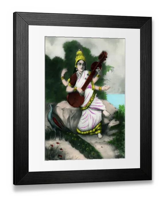 Framed Print : Picture of Saraswati, Indian goddess