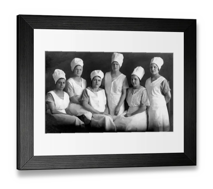 Framed Print : Six female bakers, historic picture from about 1920
