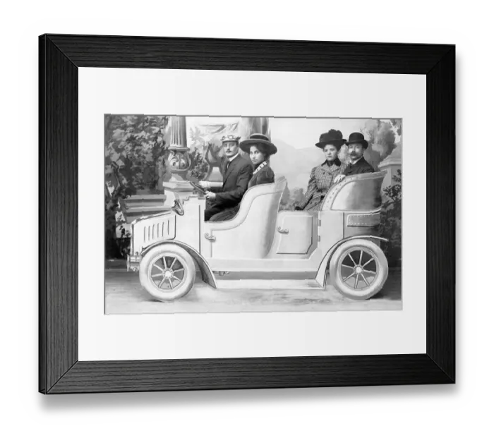 Framed Print : Group photo in a car, historical photo, circa 1910