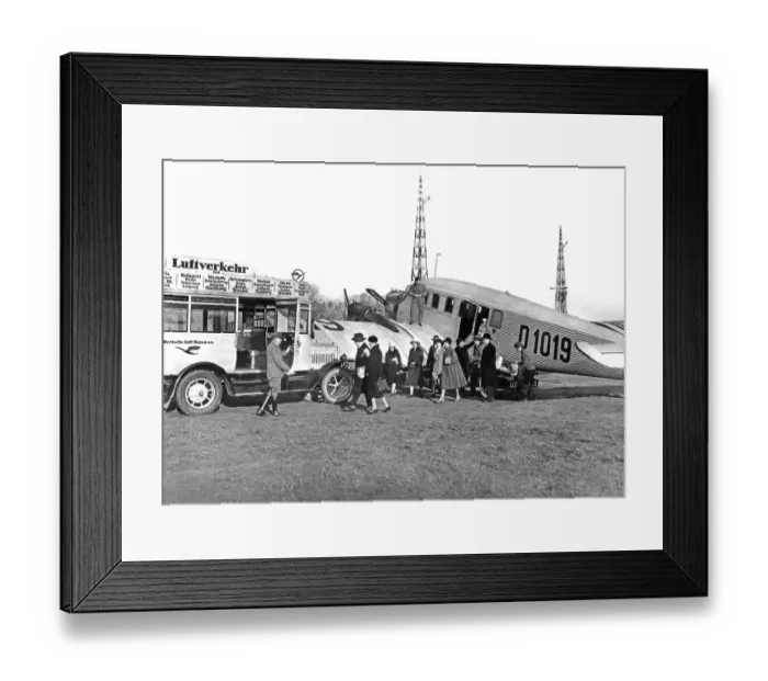 Framed Print : Historic photograph, aeroplane passengers in the twenties