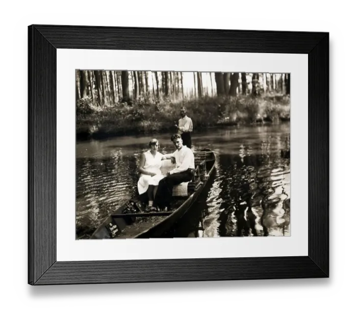 Framed Print : Historic photograph, boat trip in the Spreewald Forest
