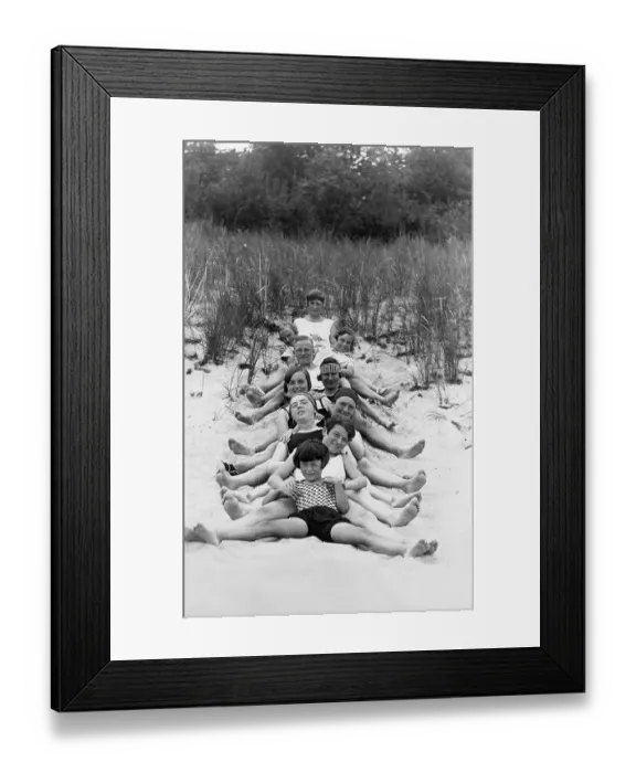 Framed Print : Historic photograph, group of people on the beach
