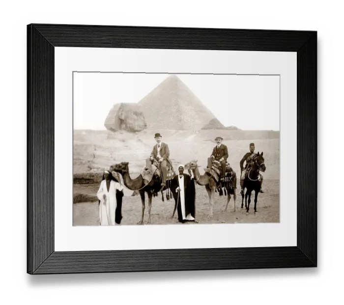 Framed Print : Historic photograph, torist group at the Pyramids of Giza