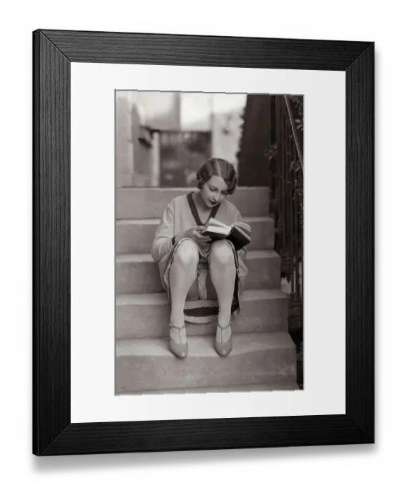 Framed Print : Historic photograph, sexy woman reading a book