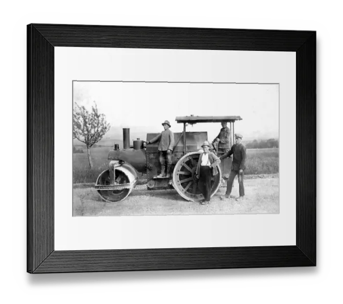 Framed Print : Historic photograph, workmen, road construction