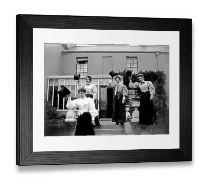 Framed Print : Historic photograph, women with top hats Framed Print : Historic photograph, women with top hats