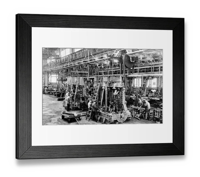 Framed Print : Historic photograph, factory hall, around 1925 Framed Print : Historic photograph, factory hall, around 1925