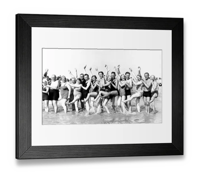 Framed Print : Historical photo, group of people at the beach Framed Print : Historical photo, group of people at the beach