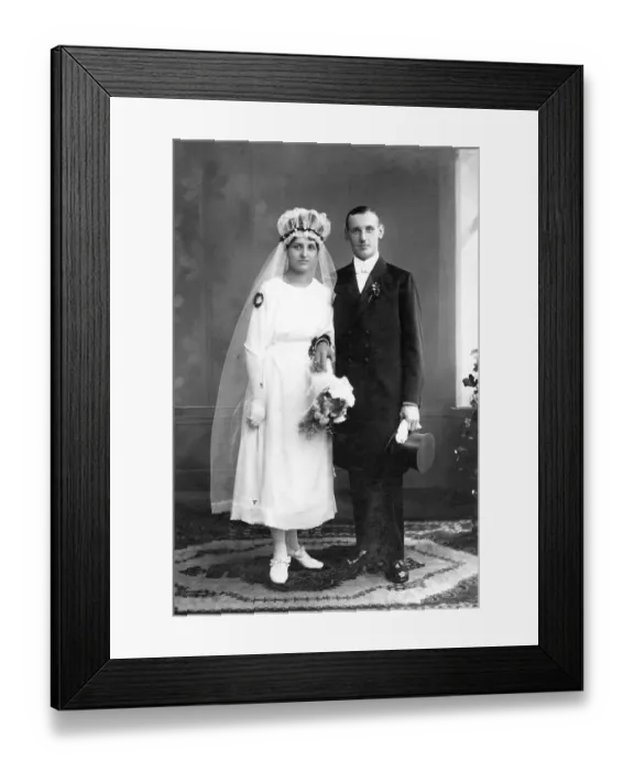 Framed Print : Historical photo, bridal couple, ca. 1930