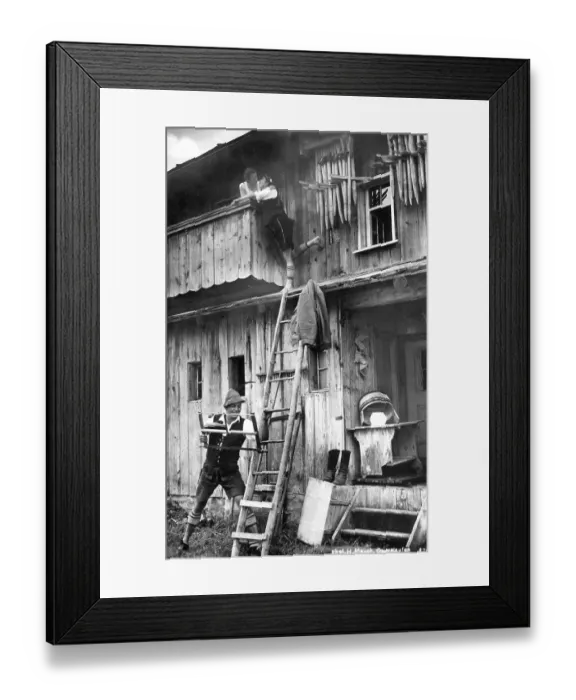 Framed Print : Historic photo, Fensterln Framed Print : Historic photo, Fensterln