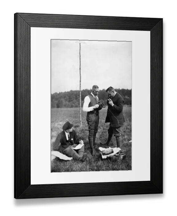 Framed Print : Historical photo, men with radio equipment