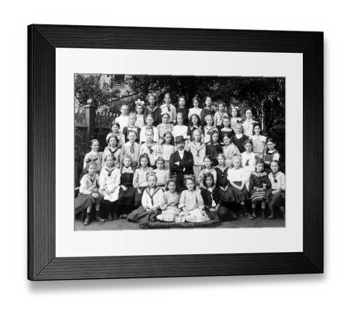 Framed Print : Historic photo, girls school class with teacher