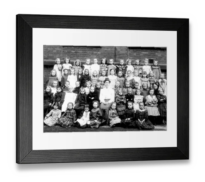 Framed Print : Historic photo, girls school class with teacher Framed Print : Historic photo, girls school class with teacher