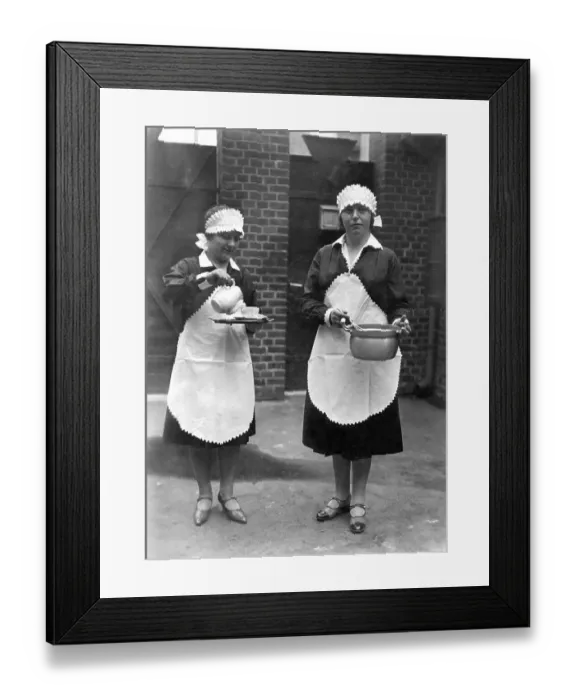 Framed Print : Historic photo, two female household helpers