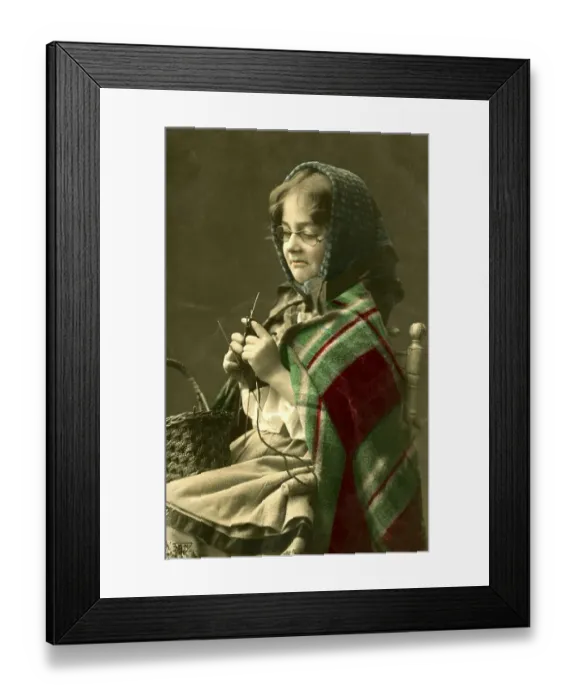 Framed Print : Historic photo, child is knitting, ca. 1915 Framed Print : Historic photo, child is knitting, ca. 1915