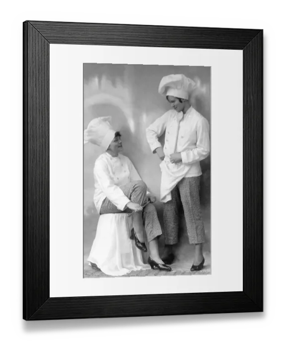 Framed Print : Historic photograph, two female cooks, around 1920