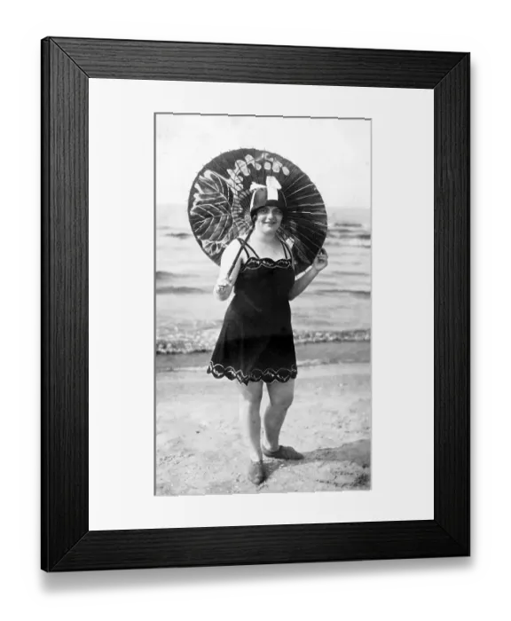 Framed Print : Historic photograph, woman in a bathing suit