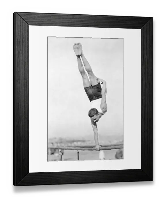 Framed Print : Historic photograph, gymnast on parallel bars Framed Print : Historic photograph, gymnast on parallel bars