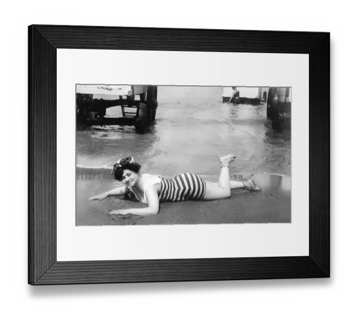 Framed Print : Historic photograph, woman in a bathing suit Framed Print : Historic photograph, woman in a bathing suit
