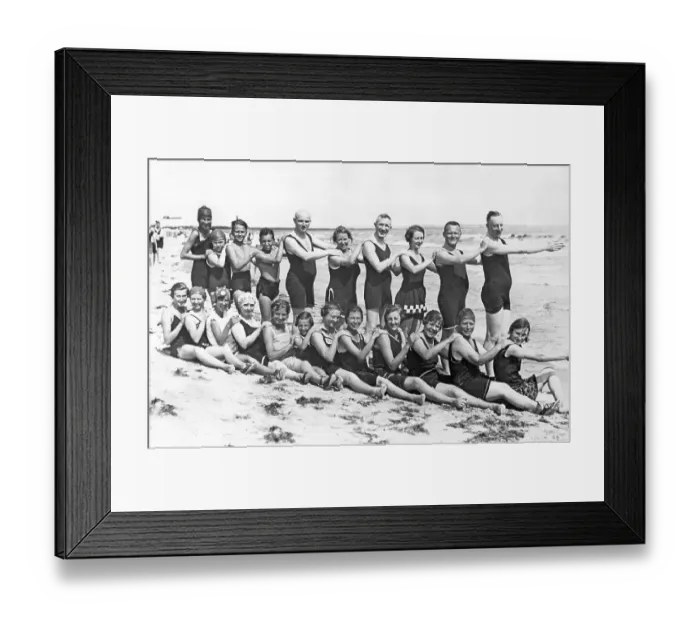 Framed Print : Historic photograph, happy group of swimmers