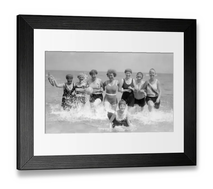 Framed Print : Historic photograph, happy group of swimmers Framed Print : Historic photograph, happy group of swimmers