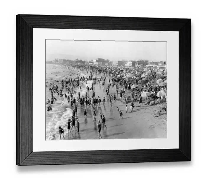 Framed Print : Historic photograph, happy group of swimmers