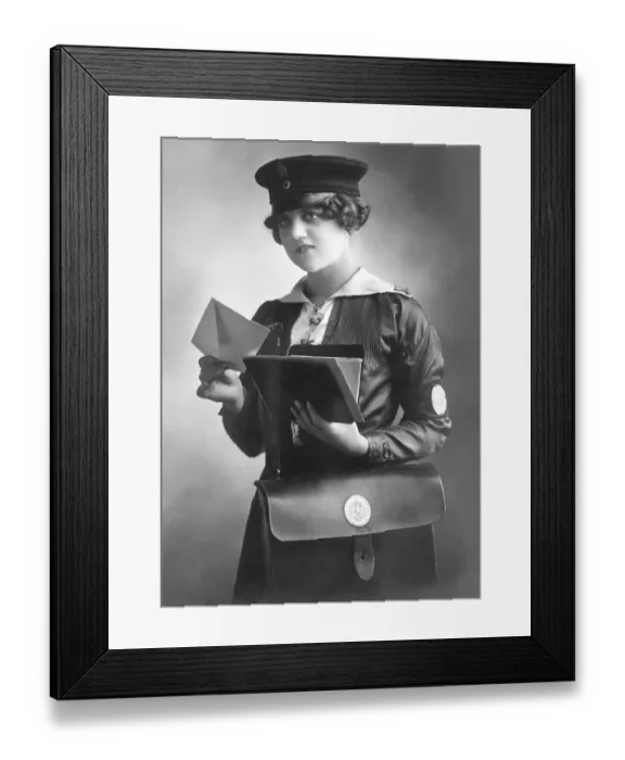 Framed Print : Historic photograph, postwoman, around 1916 Framed Print : Historic photograph, postwoman, around 1916