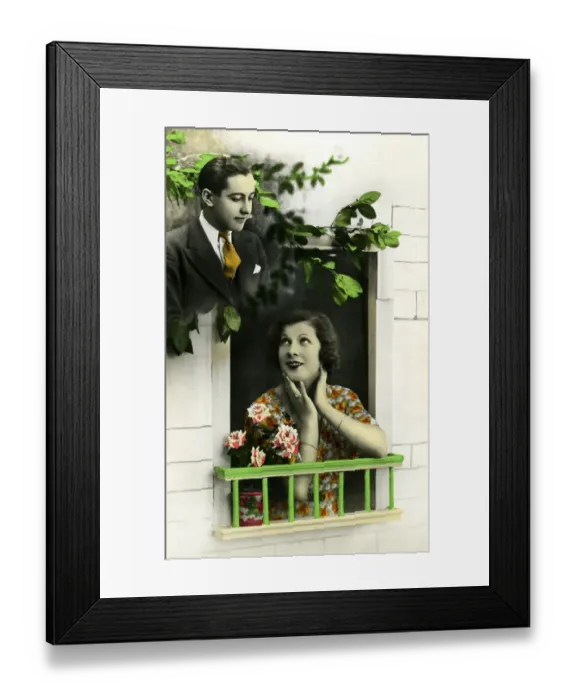 Framed Print : Historic photograph, flirt, around 1930